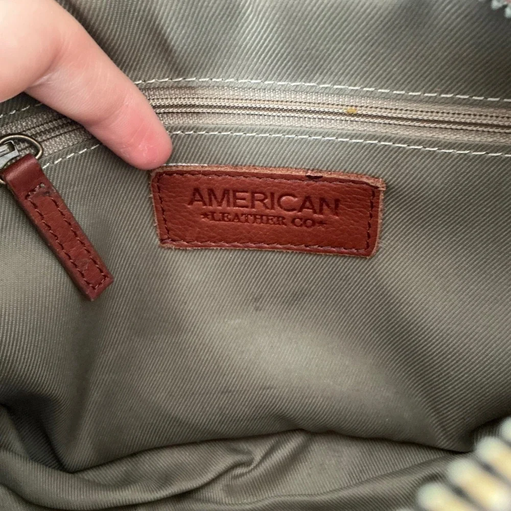 American Leather Co Cognac Brown Leather Crossbody Bag and Card Case Set - Picture 6 of 10